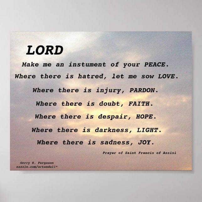 SAINT FRANCIS PRAYER POSTER (Framsidan)
