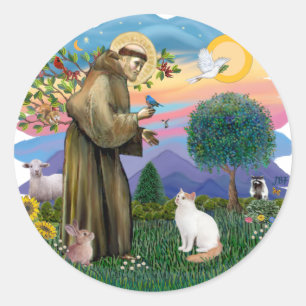 Saint Francis - Turkiska Van cat Runt Klistermärke