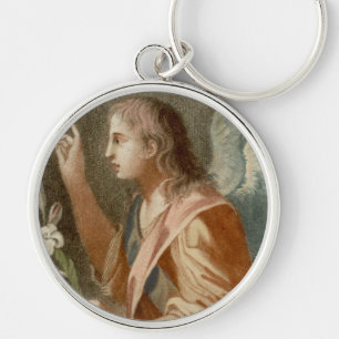 Saint Gabriel Archangel (M 011) Rund Silverfärgad Nyckelring