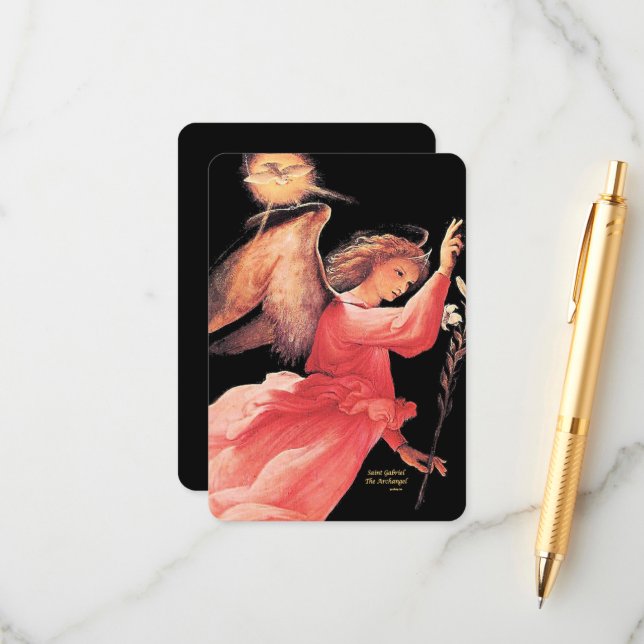 Saint Gabriel Archangel med Prayer Tilläggskort (Fram/Back In Situ)
