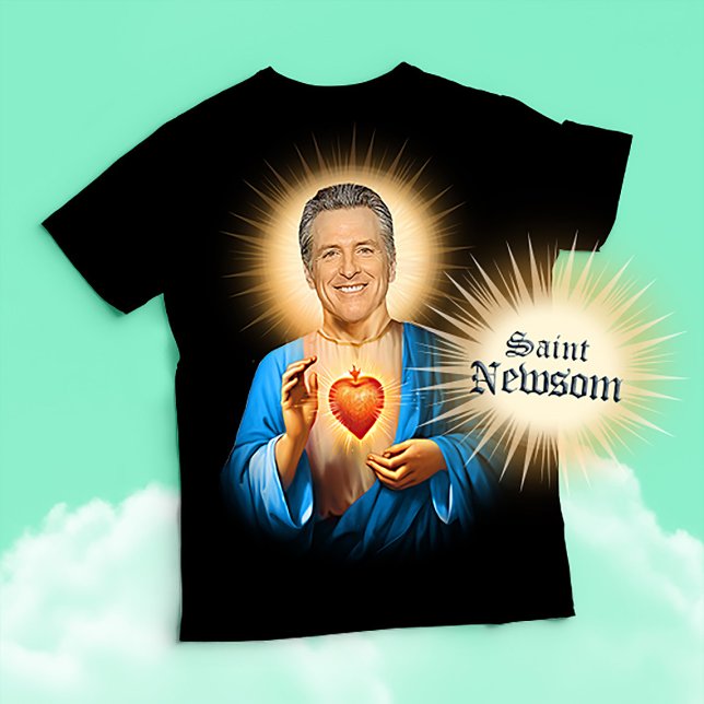 Saint Gavin Newsom Prayer T Shirt (Patron Saint Gavin Newsom Devotional Prayer T-Shirts, Stickers and Gifts)