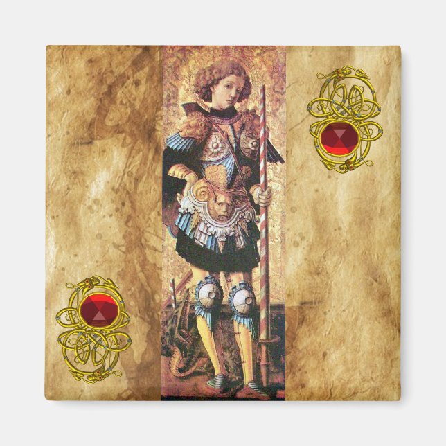 SAINT GEORGE AND DRAGON ,red ruby Magnet (Framsidan)