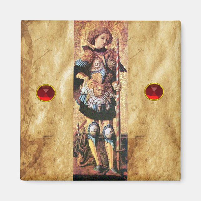 SAINT GEORGE AND DRAGON ,red ruby Magnet (Framsidan)