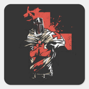 Saint George Christian Crusader Red Kor Fyrkantigt Klistermärke