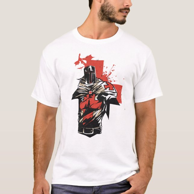Saint George Christian Crusader Red Kor T Shirt (Framsida)