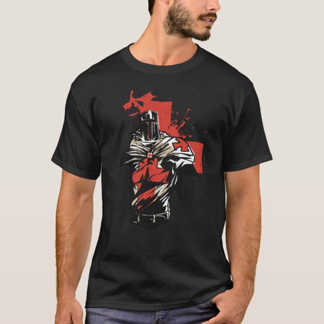 Saint George Christian Crusader Red Kor T Shirt (Framsida)