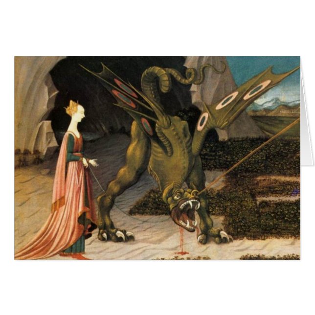 Saint George, Dragon och Princess Hälsningskort (Framsidan Horizontal)
