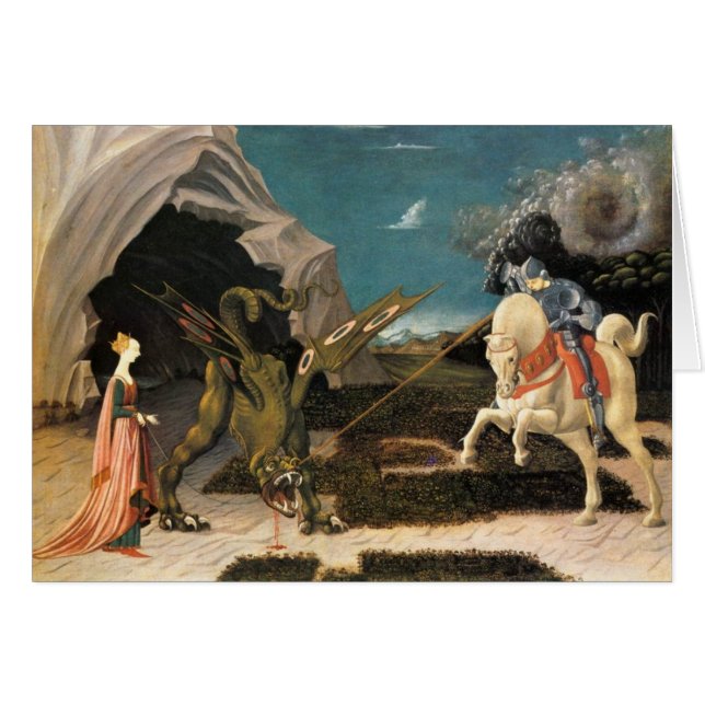 Saint George, Dragon och Princess Hälsningskort (Framsidan Horizontal)