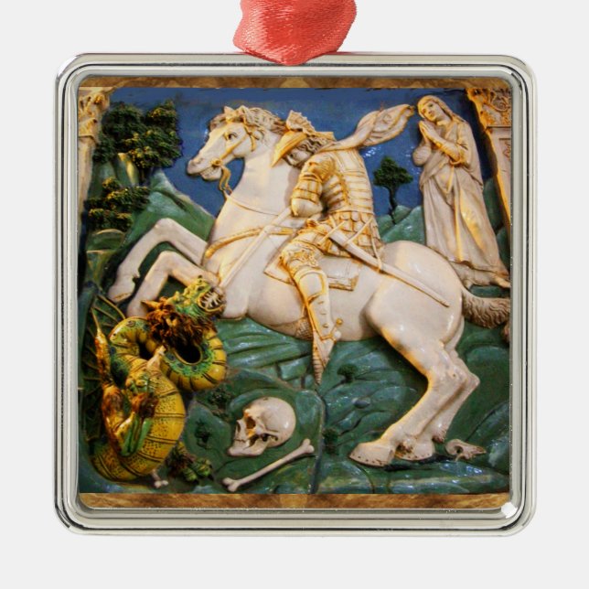 Saint George, Dragon och Princess Julgransprydnad Metall (Framsidan)
