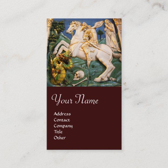 Saint George, Dragon och Princess Monogram Brown Visitkort (Framsida)
