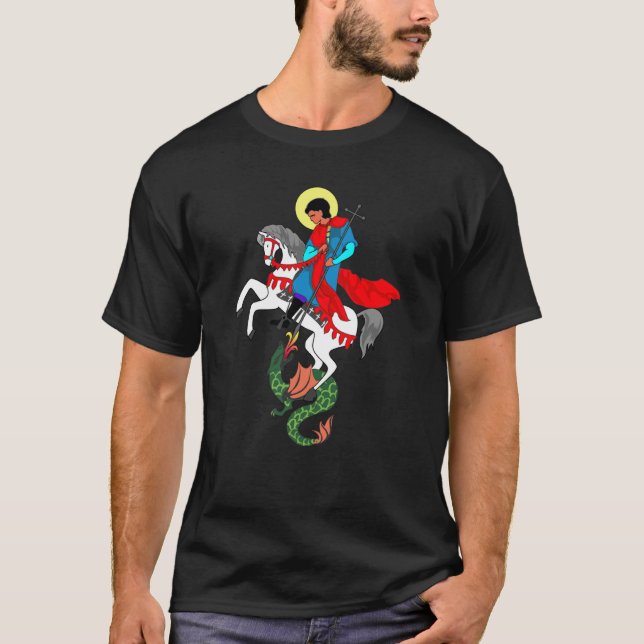 Saint George Dragon Sayer St George T Shirt (Framsida)