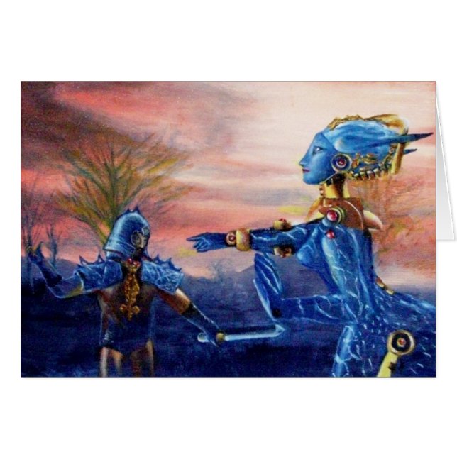 SAINT GEORGE OCH ALIEN DRAGON HÄLSNINGSKORT (Framsidan Horizontal)