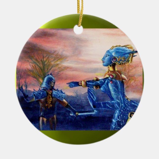 SAINT GEORGE OCH ALIEN DRAGON JULGRANSPRYDNAD KERAMIK (Framsidan)