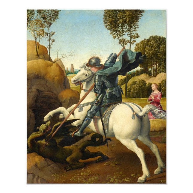 Saint George och Dragon, 1506 av Raphael Fototryck (Framsidan)