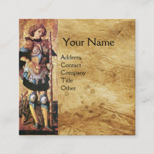 SAINT GEORGE OCH DRAGON Brown Parchment Monogram Fyrkantigt Visitkort