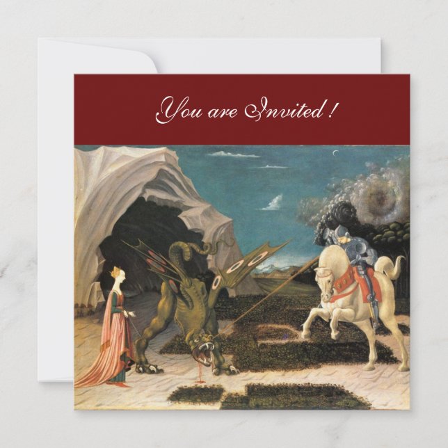 SAINT GEORGE OCH DRAGON,brun,blå svart Inbjudningar (Framsida)