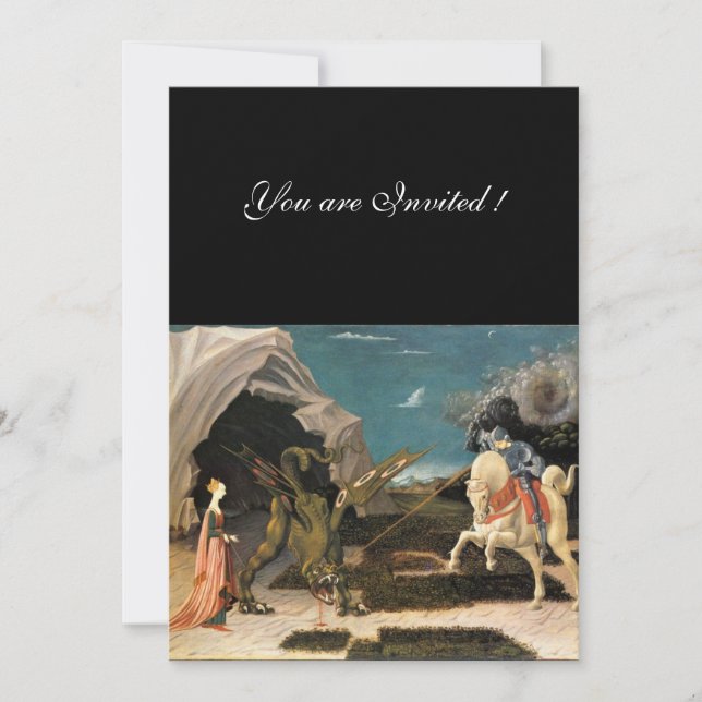 SAINT GEORGE OCH DRAGON,brun,blå svart Inbjudningar (Framsida)