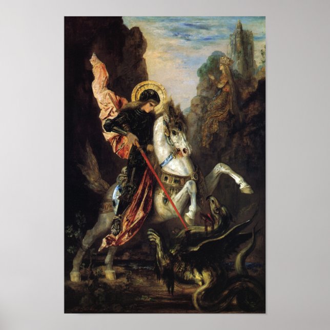 Saint George och Dragon Gustave Moreau Fine Art Poster (Framsidan)