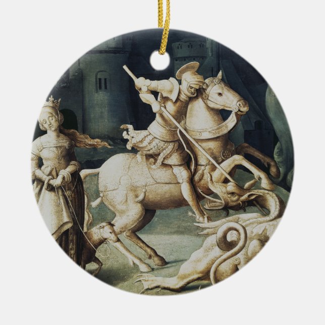 Saint George och Dragon Julgransprydnad Keramik (Framsidan)