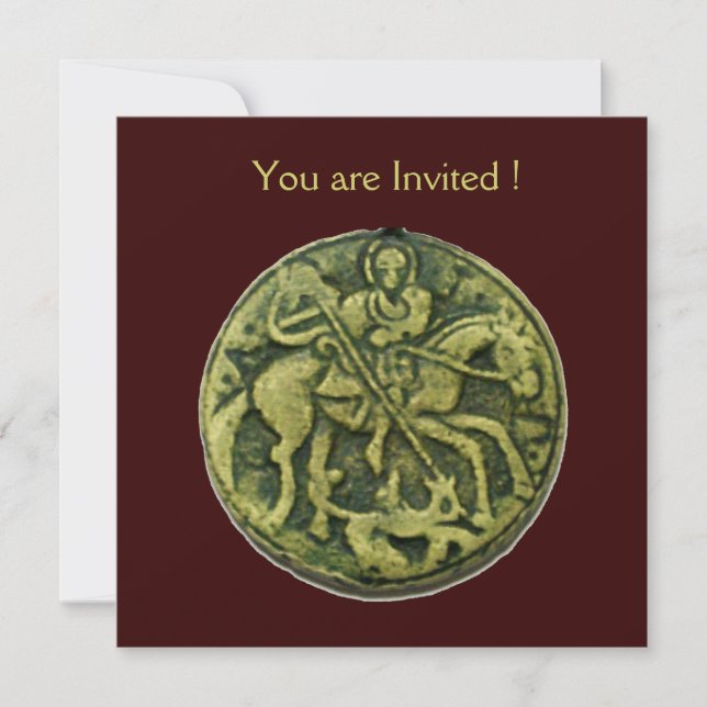 SAINT GEORGE OCH DRAGON MEDALLION, brun Inbjudningar (Framsida)