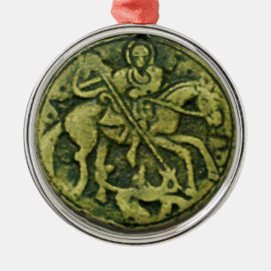 SAINT GEORGE OCH DRAGON MEDALLION JULGRANSPRYDNAD METALL
