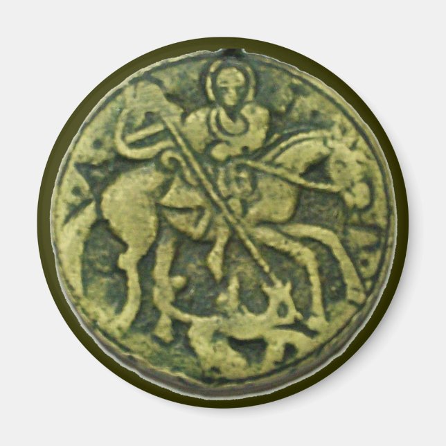 SAINT GEORGE OCH DRAGON MEDALLION MAGNET (Framsidan)