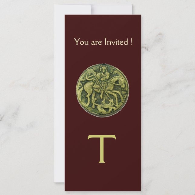 SAINT GEORGE OCH DRAGON MEDALLION MONOGRAM brun Inbjudningar (Framsida)