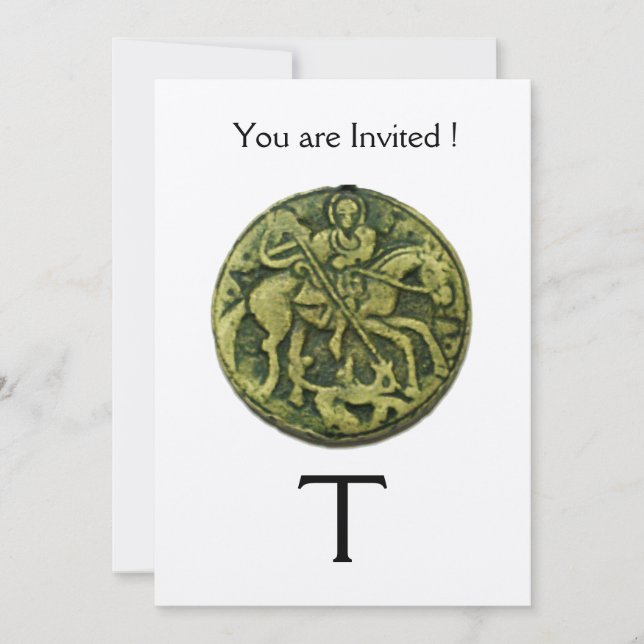 SAINT GEORGE OCH DRAGON MEDALLION MONOGRAM, guld Inbjudningar (Framsida)