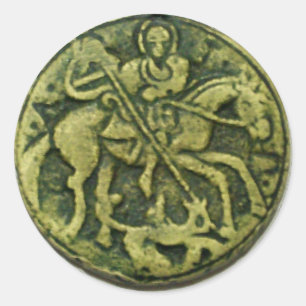 SAINT GEORGE OCH DRAGON MEDALLION RUNT KLISTERMÄRKE