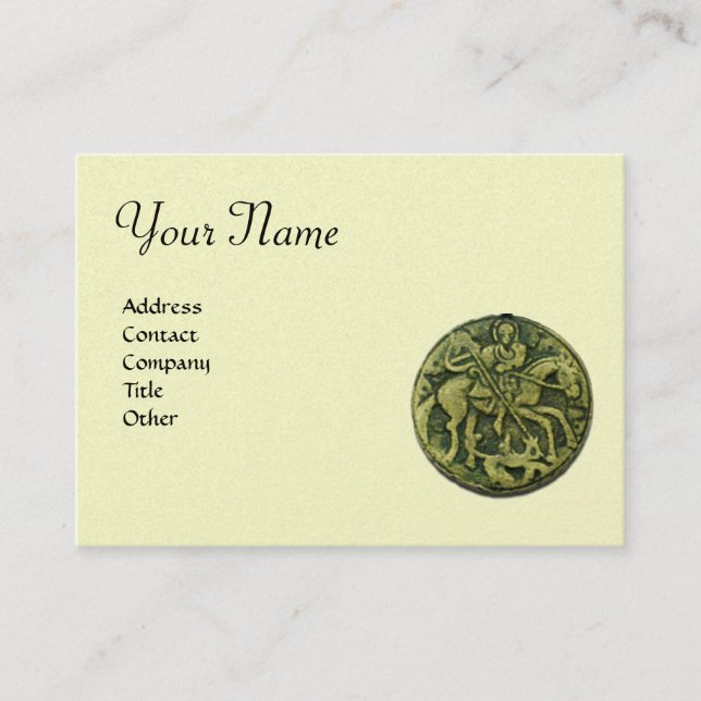 SAINT GEORGE OCH DRAGON Monogram, platina Visitkort (Framsida)