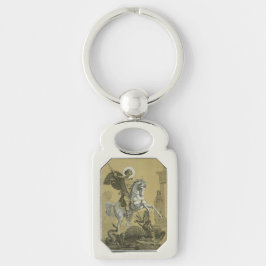 Saint George Patron of England Rektangulärt Silverfärgad Nyckelring