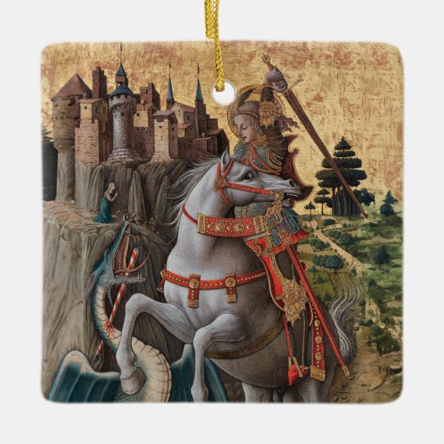 Saint George Saming Dragon Carlo Crivelli Paintin Julgransprydnad Keramik (Framsida)