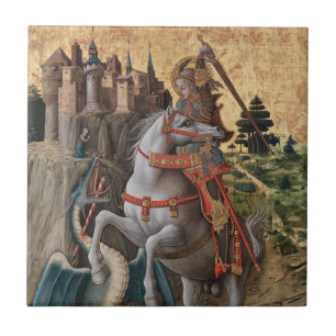 Saint George Saming Dragon Carlo Crivelli Paintin Kakelplatta