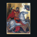 Saint George Saming Dragon Vykort<br><div class="desc">Saint George Saming Dragon - Grekisk-ortodoxa ikonen,  Byzantine stil-målning. Äggtempera och guld löv på träskivor. Saint George i Lydda firas den 23 april.</div>