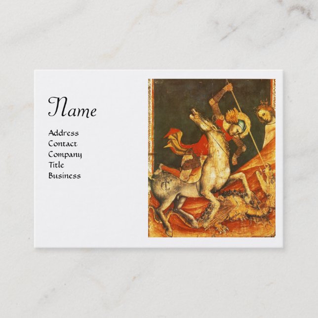 Saint George's Battle & Dragon Monogram ,White Visitkort (Framsida)