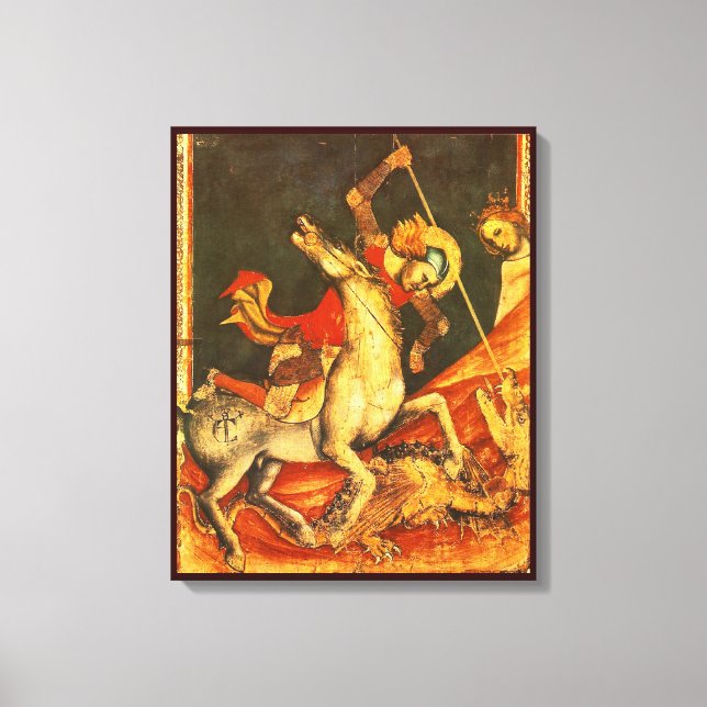 Saint George's Battle med Dragon Canvastryck (Framsida)