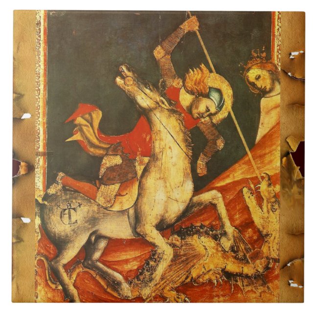 Saint George's Battle med Dragon Kakelplatta (Framsidan)