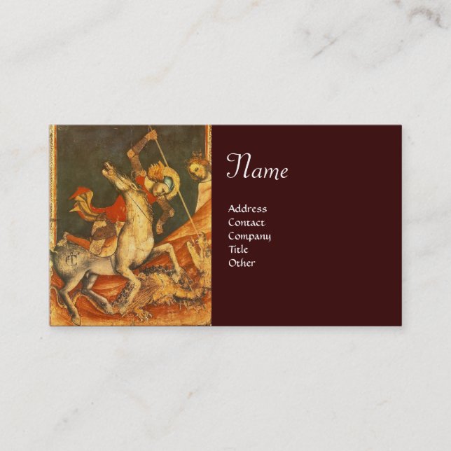 Saint George's Battle med Dragon Monogram Visitkort (Framsida)