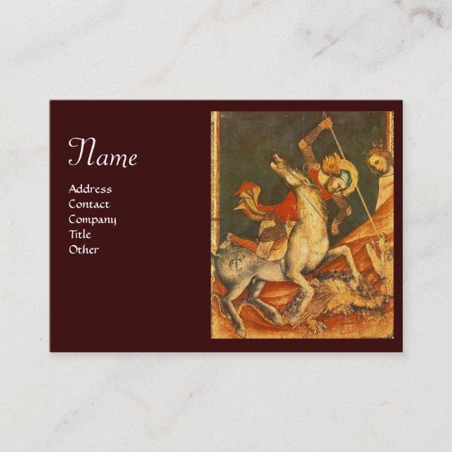 Saint George's Battle med Dragon Monogram Visitkort (Framsida)