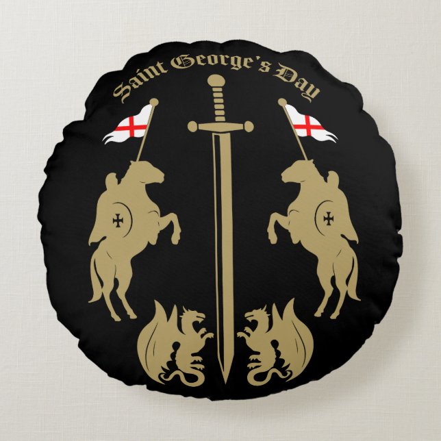 Saint George's Day Rund Kudde (Framsidan)