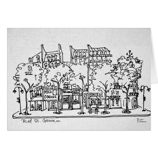 Saint-Germain-des-Pres| Paris, Frankrike Hälsningskort (Framsidan Horizontal)