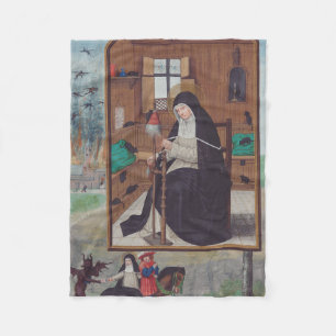 Saint Gertrude Helfta av Simon Bening Fleecefilt