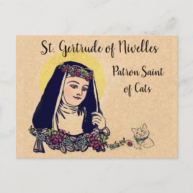 Saint Gertrude of Nivelles Patron Saint of Cats Vykort (Framsida)
