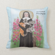 Saint Gertrude Patron St. Cats Dekorativ kudde