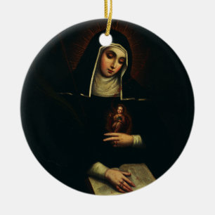Saint Gertrude, Underbara tyska Benediktine Julgransprydnad Keramik