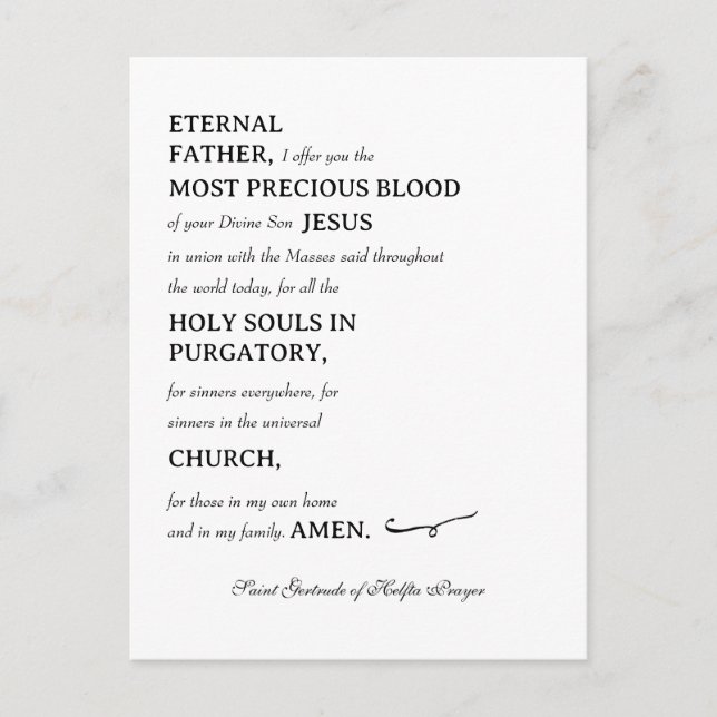 Saint Gertrude, vykort för Helfta Prayer (Framsida)