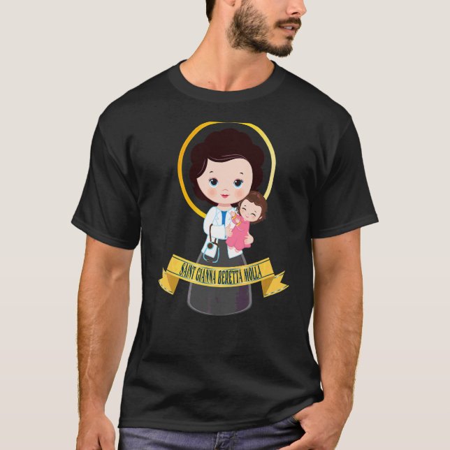 Saint Gianna Beretta Molla Patron Catholique Dokto T Shirt (Framsida)