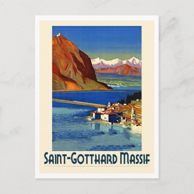 Saint Gotthard Massif, Travel Retro Vykort (Framsida)