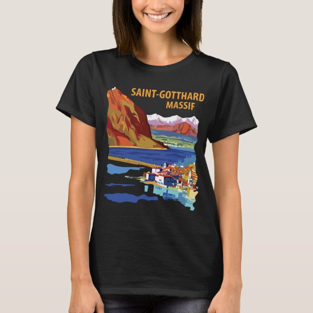 Saint Gotthard Pass Berg Resa T Shirt (Framsida)
