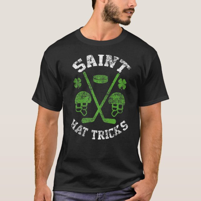Saint Hattrick st Patrick's Day Hockey Hat Tricks  T Shirt (Framsida)